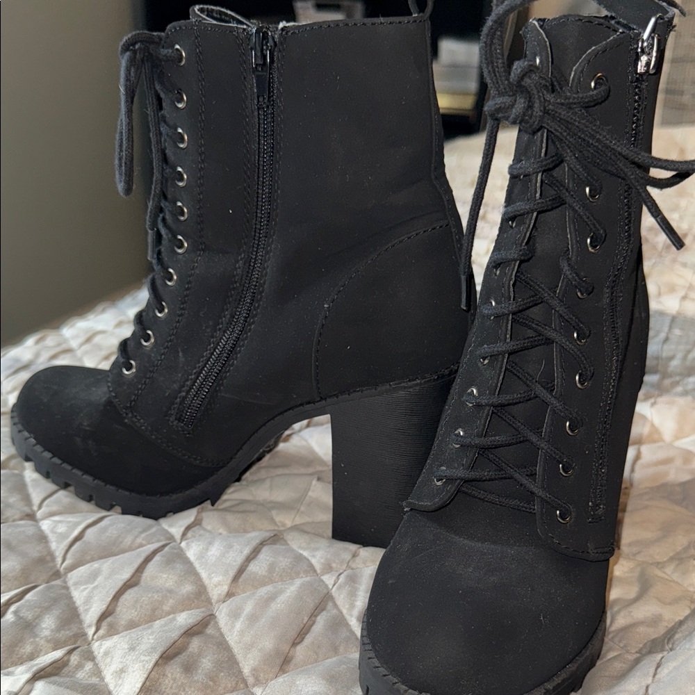 Black Soda Lace-Up Ankle Boots